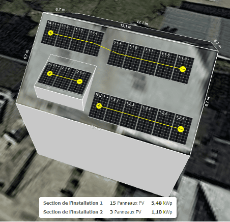 Schéma calcul panneau solaires en toitures